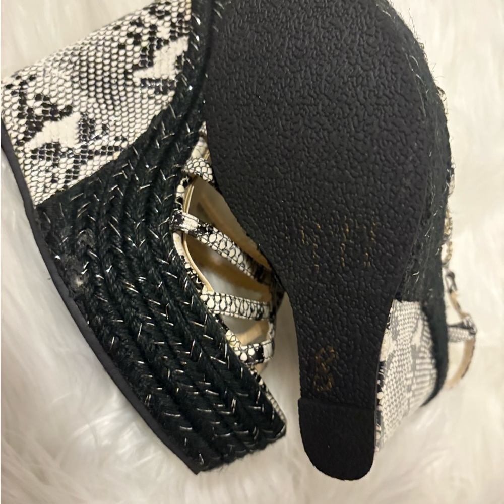 Elegant Black and White Wedge Shoes